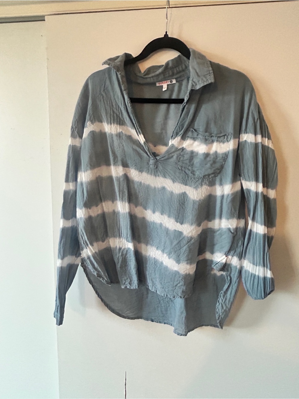 Sundry Blue and White Striped V-Neck Tunic
